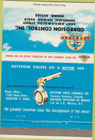 Matchbook Cover - Corrosion Control Valves Honolulu HI 40 Strike