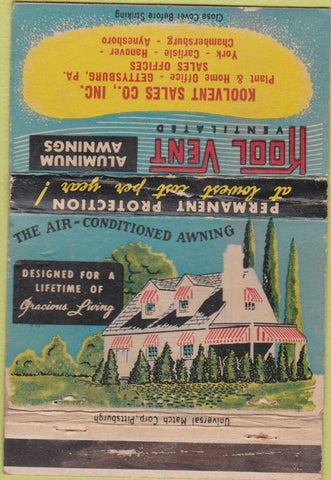 Matchbook Cover - Kool Vent Awnings Gettysburg PA WORN 40 Strike
