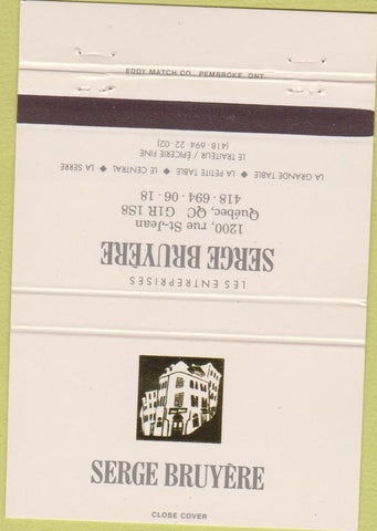 Matchbook Cover - Serge Bruyere Quebec QC 40 Strike