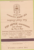 Matchbook Cover - Pat Joyce Restaurant Cleveland OH 40 Strike