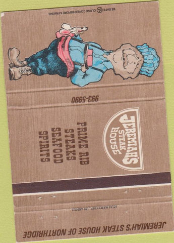 Matchbook Cover - Jeremiah's Steak House Northridge CA 40 Strike