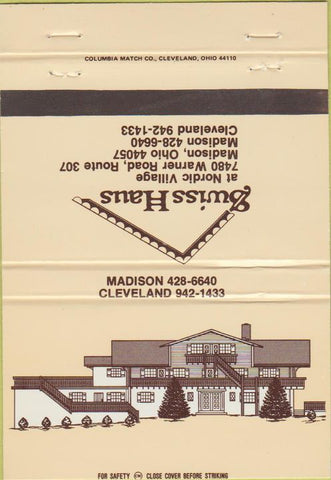 Matchbook Cover - Swiss Haus Cleveland Madison OH 40 Strike