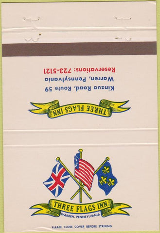 Matchbook Cover - Three Flags Inn Warren PA 40 Strike