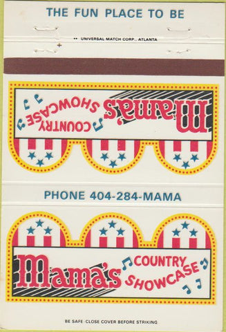 Matchbook Cover - Mama's Country Showcase Atlanta GA 40 Strike