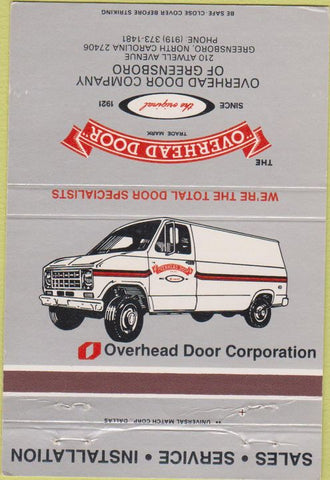Matchbook Cover - Overhead Door of Greensboro NC 40 Strike