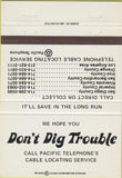 Matchbook Cover - Pacific Bell Telephone San Diego CA Southern  40 Strike