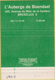 Matchbook Cover - L'Auberge de Boendael Brussels 40 Strike