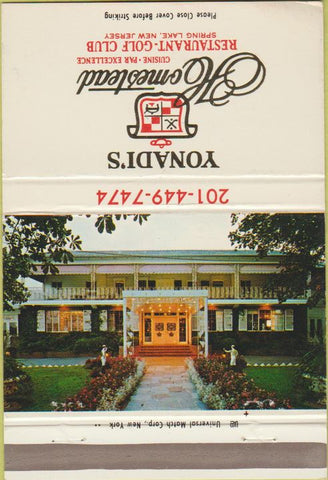 Matchbook Cover - Yonadi's Homestead Golf Club Spring Lake NJ 40 Strike