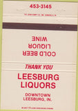 Matchbook Cover - Leesburg Liquors Leesburg IN 40 Strike