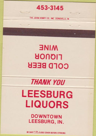 Matchbook Cover - Leesburg Liquors Leesburg IN 40 Strike