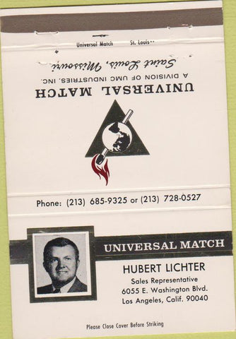 Matchbook Cover - Universal Match Corp Hubert Lichter Los Angeles CA 40 Strike