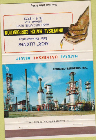 Matchbook Cover - Universal Match Leonard Refineries Miami FL 40 Strike