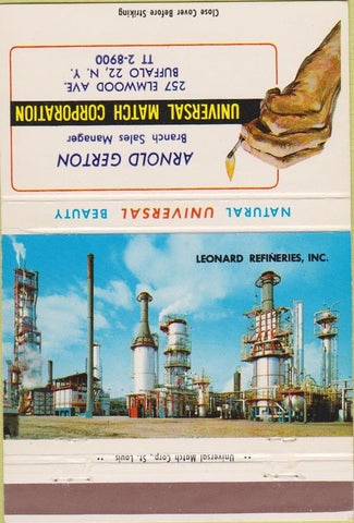 Matchbook Cover - Universal Match Leonard Refineries Buffalo NY 40 Strike