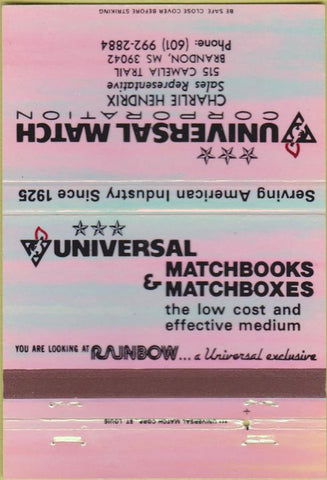 Matchbook Cover - Universal Match Corp Brandon MS Charlie Hendrix 40 Strike