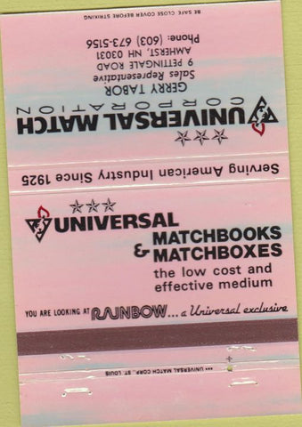 Matchbook Cover - Universal Match Corp Gerry Tabor Amherst NH 40 Strike