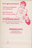 Matchbook Cover - Universal Match Corp Gerry Tabor Amherst NH 40 Strike