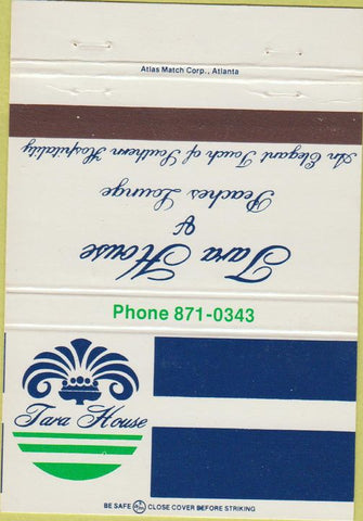 Matchbook Cover - Tara House Peaches Lounge Atlanta GA? 40 Strike