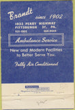 Matchbook Cover - Herbert King Brandt Funeral Home Pittsburgh PA 40 Strike