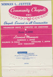Matchbook Cover - Norman Jeffer Community Chapel Brooklyn NY funeral 40 Strike