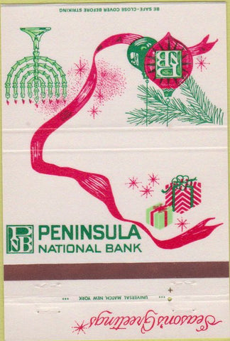 Matchbook Cover - Peninsula National Bank Christmas 40 Strike