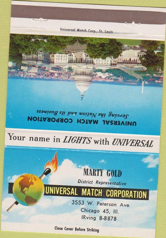 Matchbook Cover - Universal Match Corp Chicago IL Marty Gold 40 Strike