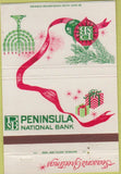 Matchbook Cover - Peninsula National Bank Christmas 40 Strike