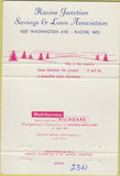 Matchbook Cover - Racine Junction Savings Loan WI Christmas 40 Strike