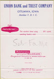 Matchbook Cover - Union Bank Trust Ottumwa IA Christmas 40 Strike