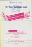Matchbook Cover - First National Bank Killeen TX Christmas 40 Strike