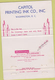 Matchbook Cover - Capitol Printing Ink Christmas Washington DC 40 Strike