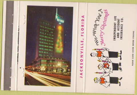 Matchbook Cover - Independent Life Insurance Jacksonville FL Christmas 40 Strike