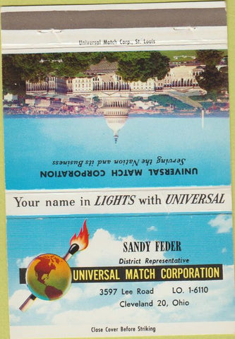 Matchbook Cover - Universal Match Corp Sandy Feder Cleveland OH WEAR 40 Strike