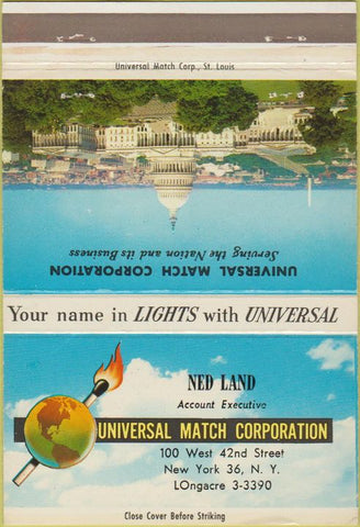 Matchbook Cover - Universal Match Corp Ned Land New York NY 40 Strike