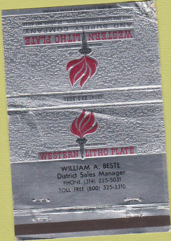 Matchbook Cover - Western Litho Plate St Louis MO WORN 40 Strike