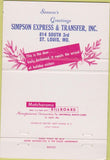Matchbook Cover - Simson Express Trucking St Louis MO Christmas 40 Strike