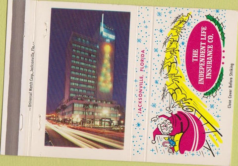 Matchbook Cover - Independent Life Insurance Jacksonville FL Christmas 40 Strike