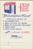 Matchbook Cover - Penn Center Prime Meats Philadelphia PA 40 Strike