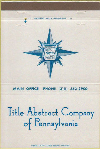 Matchbook Cover - Title Abstract Co of PA 40 Strike