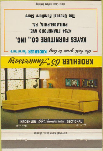 Matchbook Cover - Kay's Furniture Philadelphia PA Kroehler 40 Strike