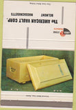 Matchbook Cover - American Burial Vault Corp Belmont MA caskets 40 Strike