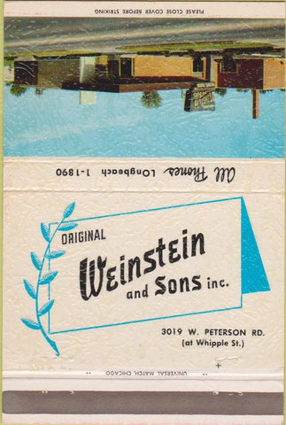 Matchbook Cover - Weinstein and Sons Funeral Home Chicago IL 40 Strike