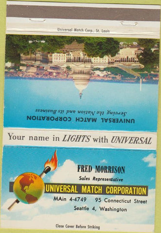Matchbook Cover - Universal Match Corp Fred Morrison Seattle WA 40 Strike