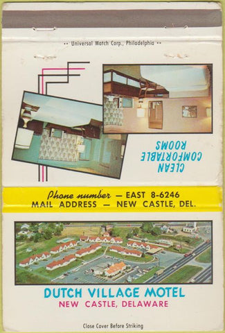 Matchbook Cover - Dutch Village Motel New Castle DE 40 Strike