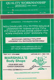 Matchbook Cover - Marshall's Body Shops Latham NY 40 Strike