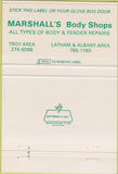 Matchbook Cover - Marshall's Body Shops Latham NY 40 Strike