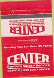 Matchbook Cover - Center Rental Sales Denver CO 40 Strike