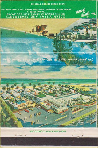 Matchbook Cover - Green Heron Ocean Apartments Miami Beach FL 40 Strike