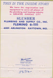 Matchbook Cover - Sluusher Plumbing Supply Raytown MO 40 Strike