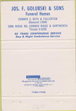 Matchbook Cover - Jos Golubski Funeral Homes Cleveland OH 40 Strike