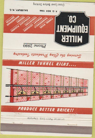 Matchbook Cover - Miller Equipment Co Salisbury NC bricks 40 Strike